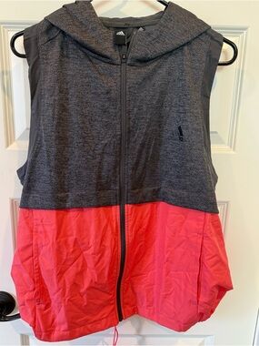 adidas Heathered Charcoal and Black Hooded Vest